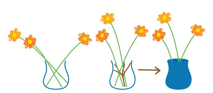 Gebruik takken om een bredere vaas structuur te geven